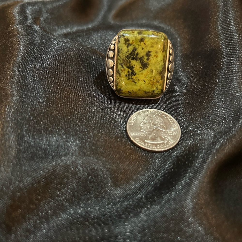 Massive Green Jasper Statement Ring- Southwestern… - image 2